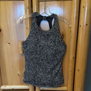 Athleta Black and White tankini top.